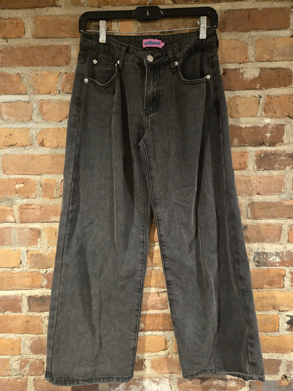 Edikted Women's Relaxed Wide-Leg Jeans in Washed Black